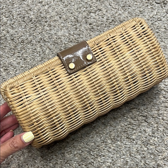 J. Crew Tan Woven Clutch with Gold Accent - Picture 2 of 6